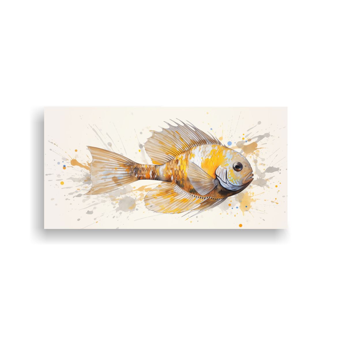 GENERICO - Cuadro De Discus En Tonos Mostaza Y Beige Para 80x40 Cm