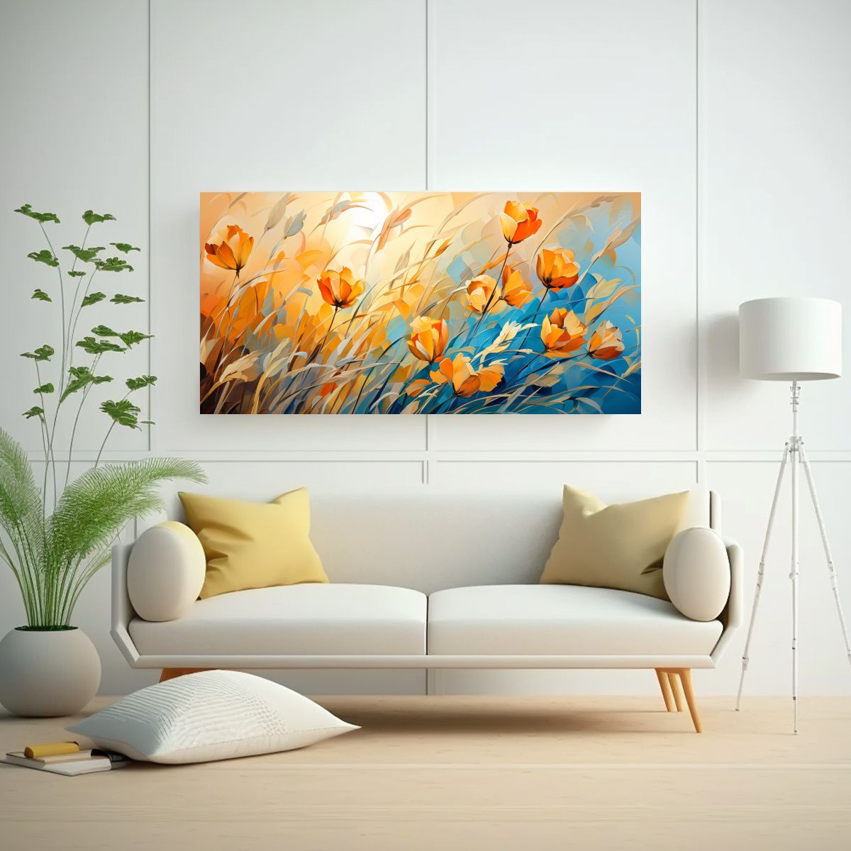 GENERICO - Cuadro Expresión Salón Trigo En Colores Naranja 100x50 Cm