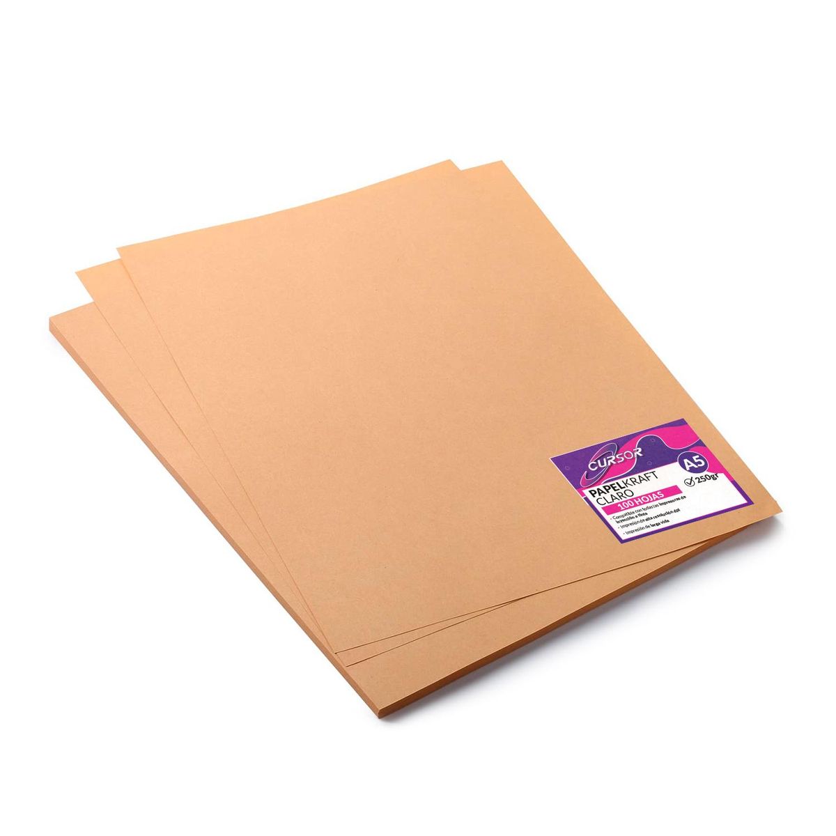 CURSOR - Papel Kraft Claro 250 Gr 100 Hojas A5 Cursor