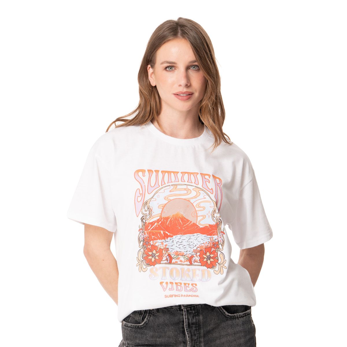STOKED - Polera Mujer Sunshine Blanco Stoked