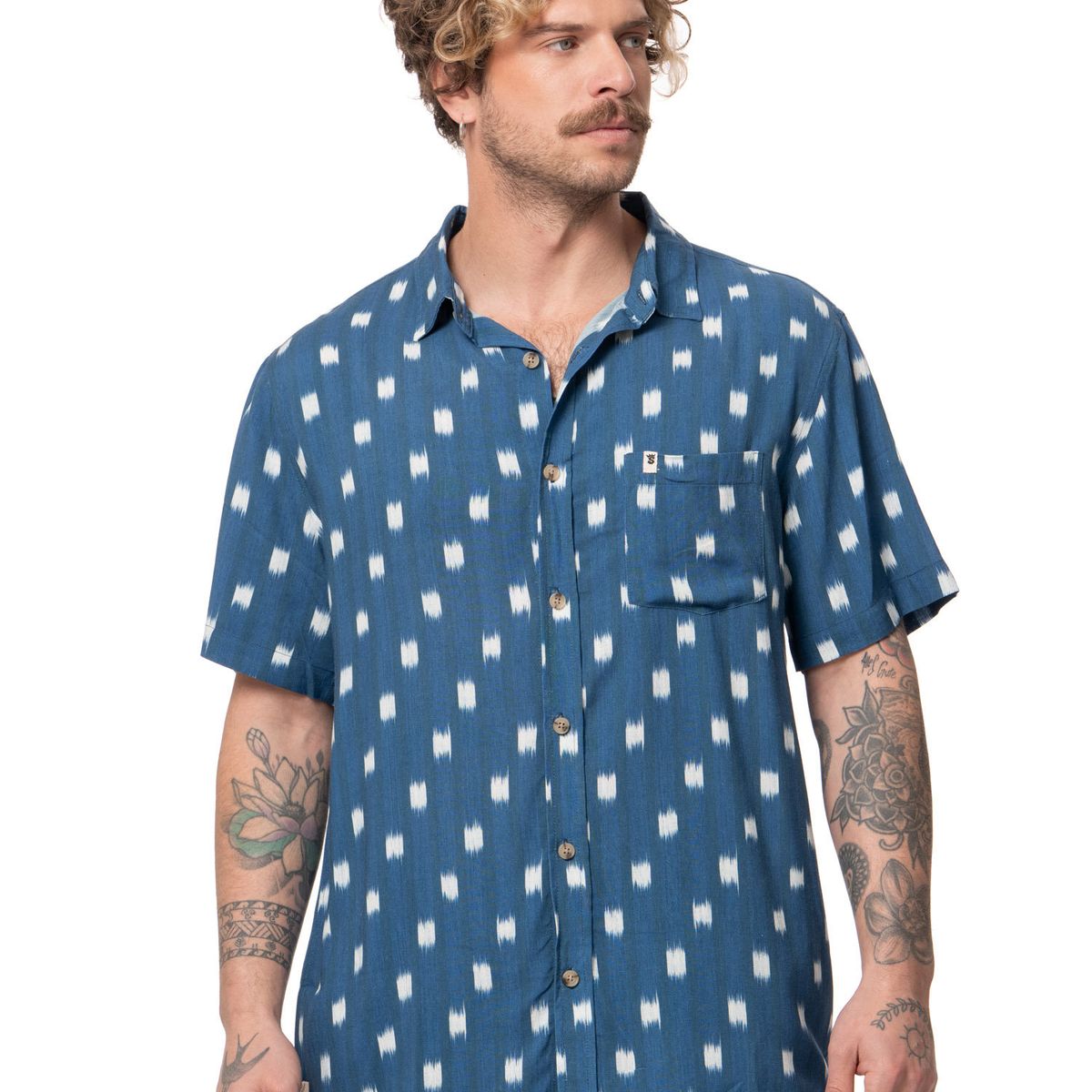 STOKED - Camisa Hombre Hooks Azul Stoked