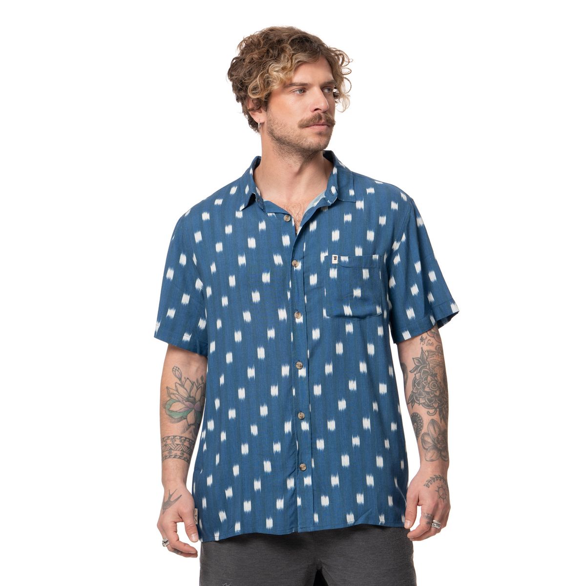 STOKED - Camisa Hombre Hooks Azul Stoked