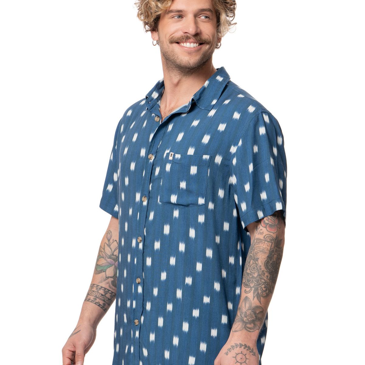 STOKED - Camisa Hombre Hooks Azul Stoked