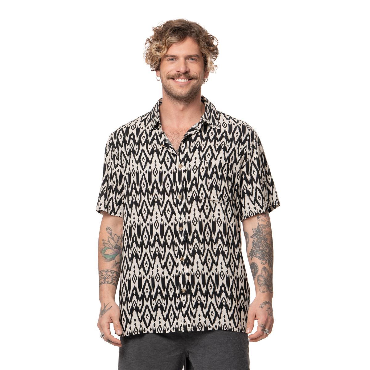 STOKED - Camisa Hombre Hooks Gris Stoked
