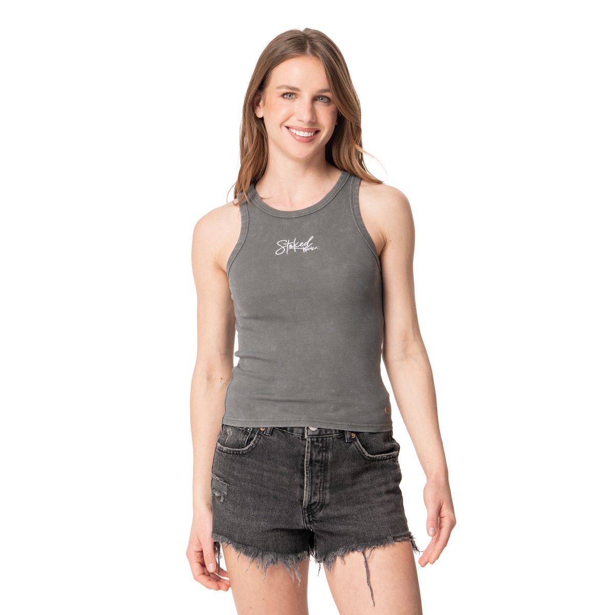 STOKED - Polera Mujer Lip Gris Stoked