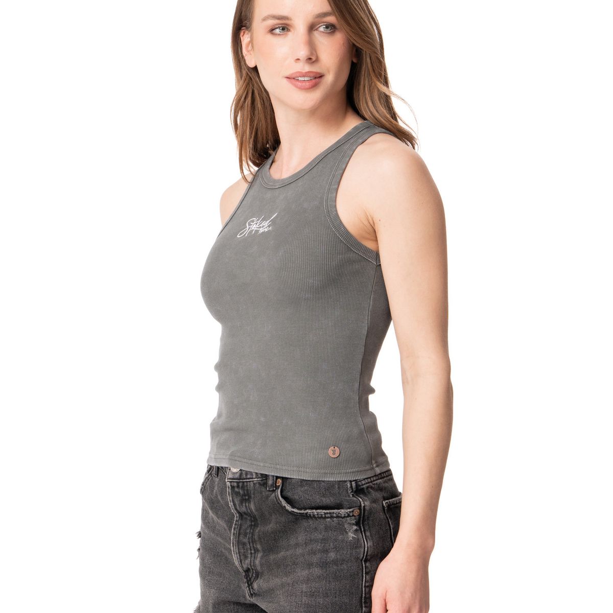 STOKED - Polera Mujer Lip Gris Stoked