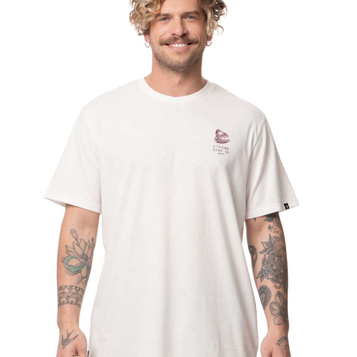 STOKED - Polera Hombre Fish Blanco Stoked