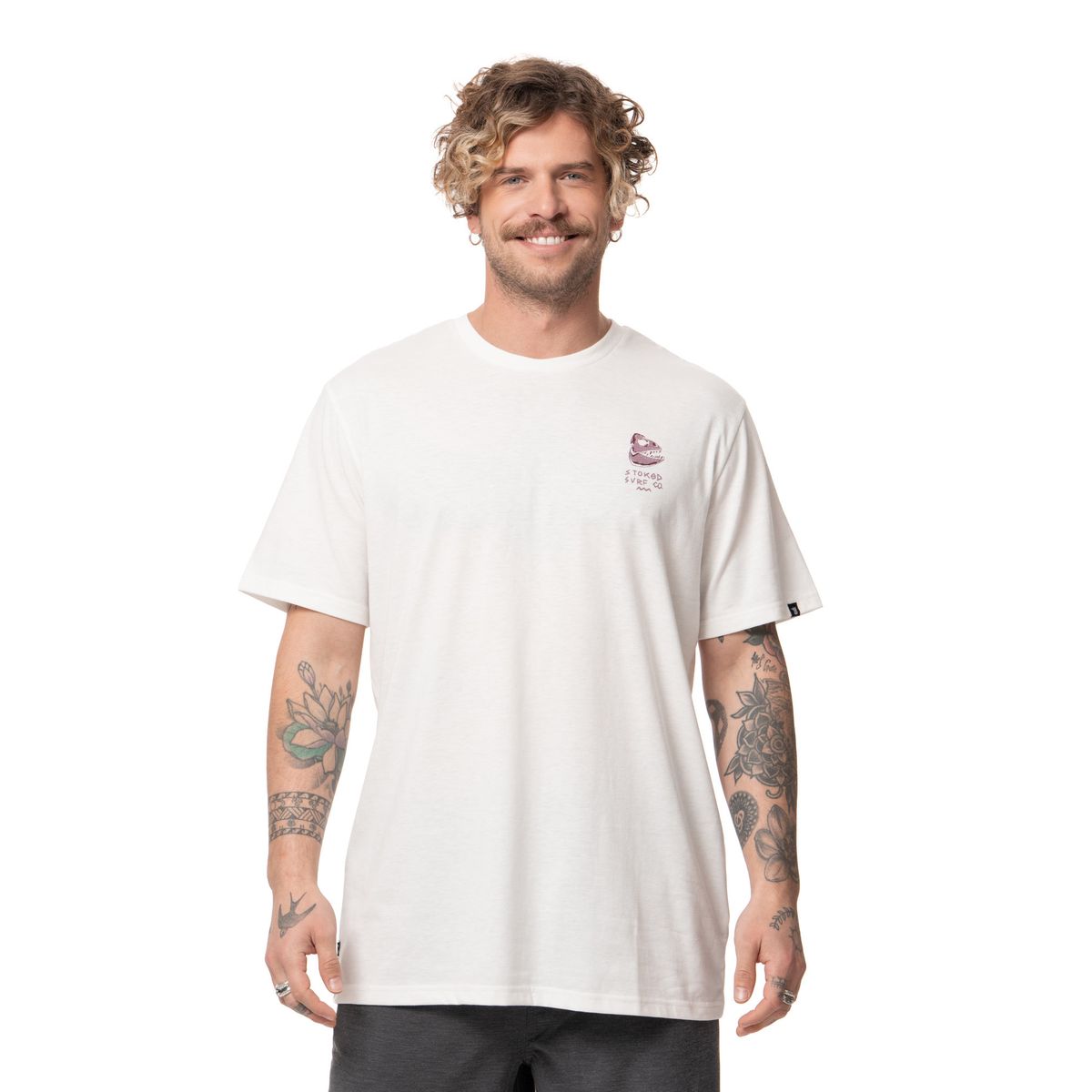 STOKED - Polera Hombre Fish Blanco Stoked