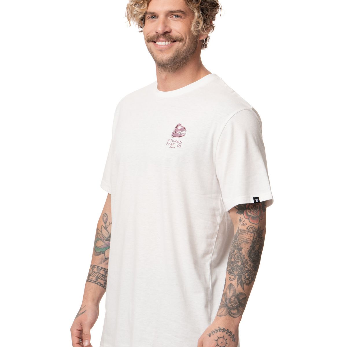 STOKED - Polera Hombre Fish Blanco Stoked