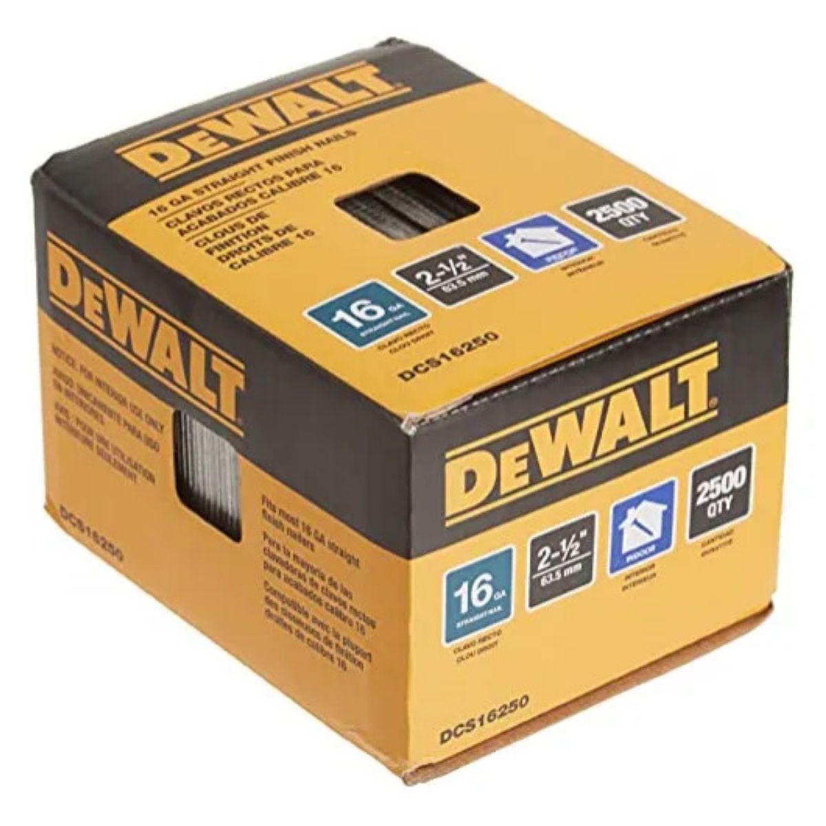 DEWALT - Clavo De Acabado 16ga 2-1/2'' 2500 Un Dewalt Dcs16250