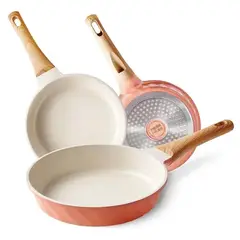 GENERICO - Juego De Sartenes Antiadherentes De Cocina Color Rosa