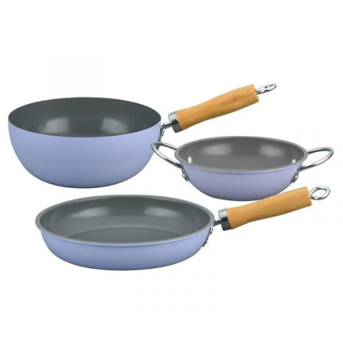 GENERICO - Set De 3 Sartenes Antiadherentes Family Cook Doral Turquesa.