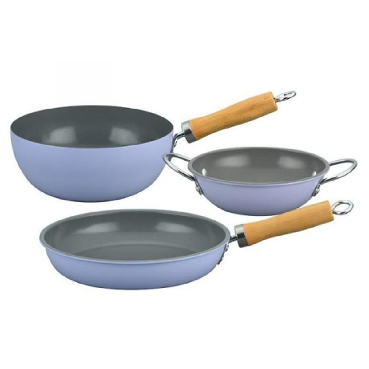 GENERICO - Set De 3 Sartenes Antiadherentes Family Cook Doral Turquesa.