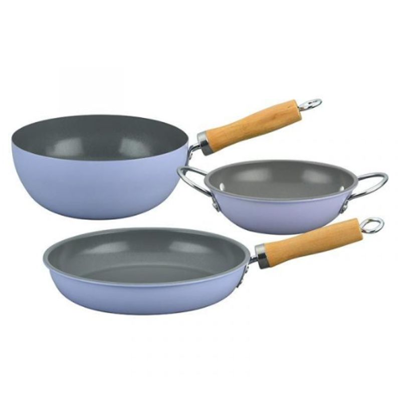 GENERICO - Set De 3 Sartenes Antiadherentes Family Cook Doral Turquesa