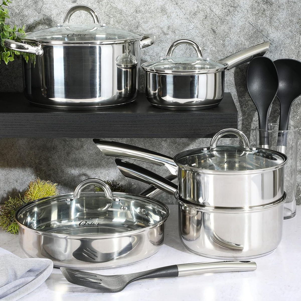 OSTER - Oster Batería de cocina acero inox Sangerfield 12 piezas