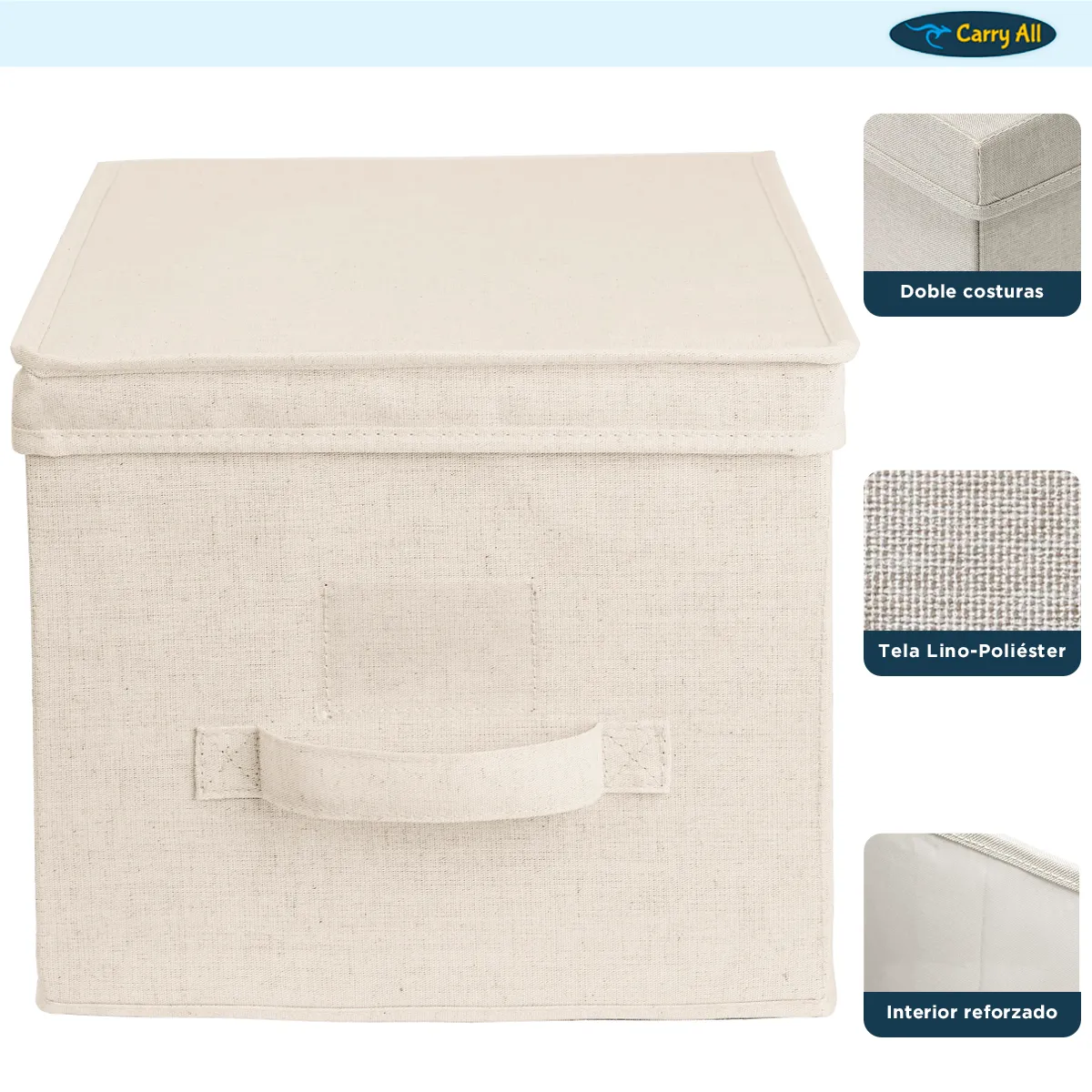 CARRY ALL - Pack 2 Cajas Organizadoras Carry All Plegables De Tela Beige L