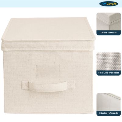 Imagen 2 del producto Pack 2 Cajas Organizadoras Plegables De Tela Beige L