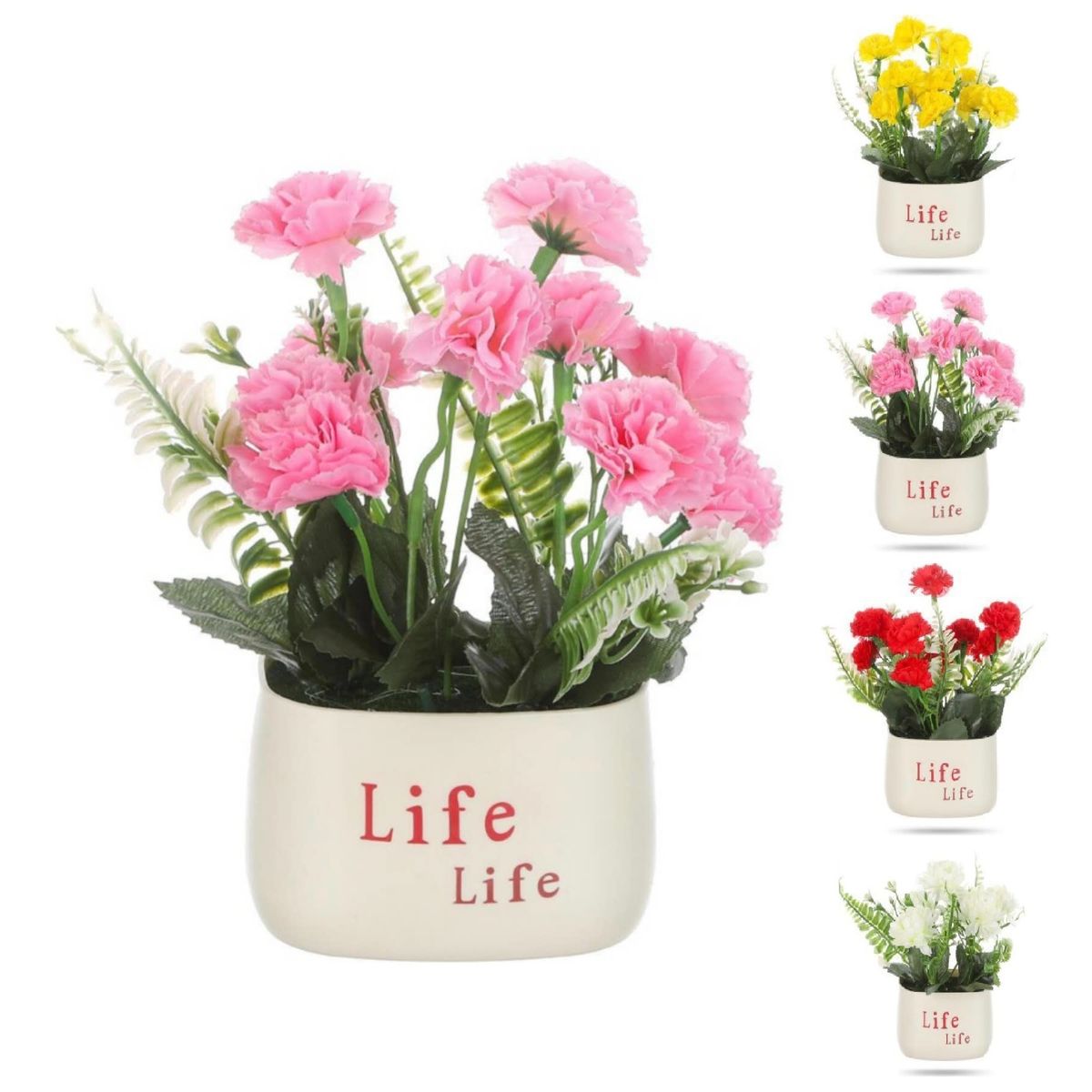 HOMEY - Pack 4 Macetas Decorativas Homey Con Planta Artificial,20*10.5cm