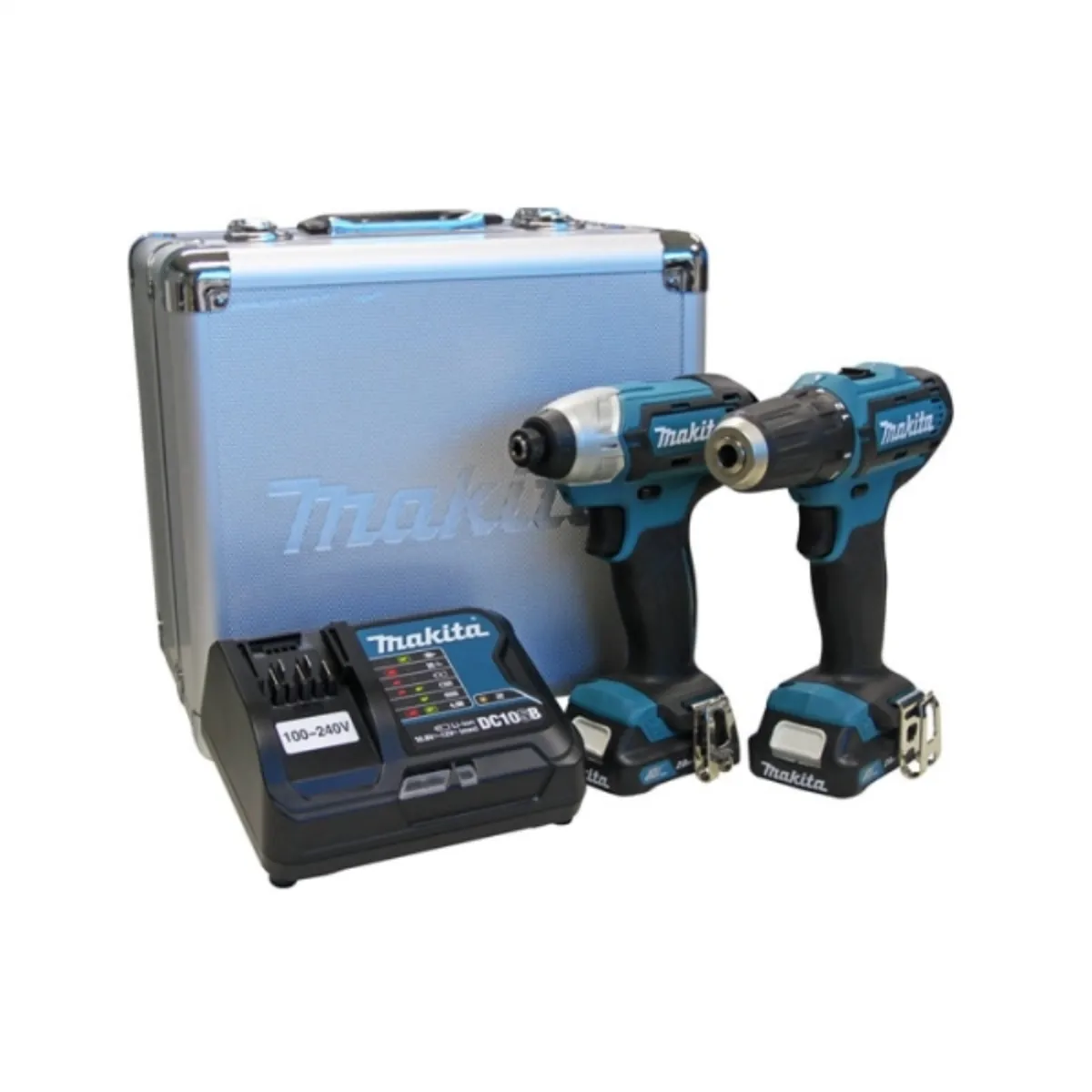 MAKITA - Kit Taladro 10 mm + Atornillador impacto 12V + 2 baterías + Maleta metal