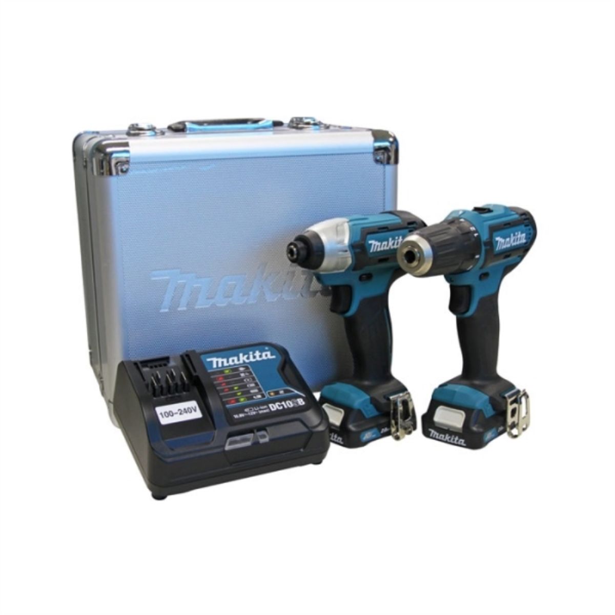 MAKITA - Kit Taladro 10 mm + Atornillador impacto 12V + 2 baterías + Maleta metal