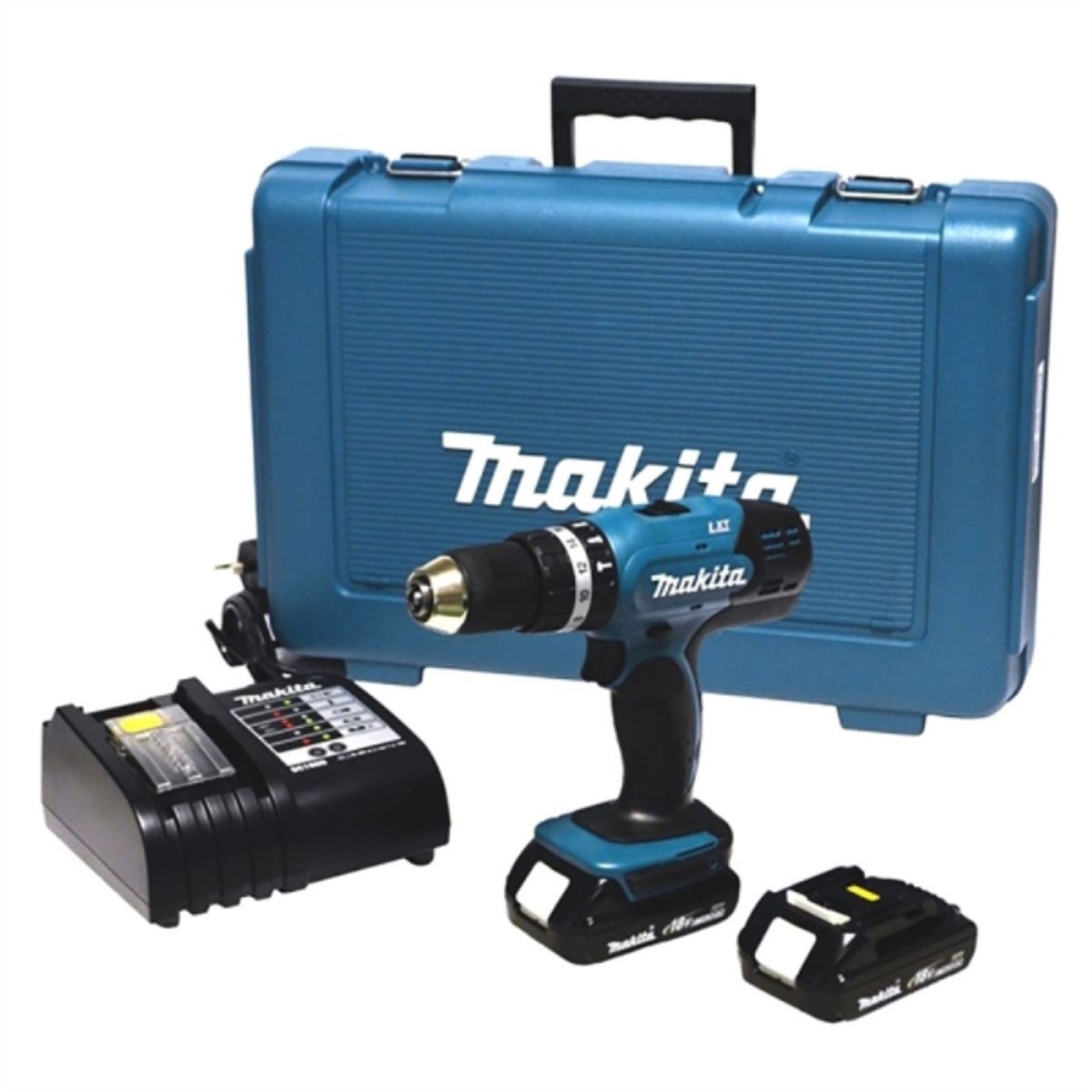 MAKITA - Taladro atornillador percusión 13 mm 18V 2 baterías + Cargador