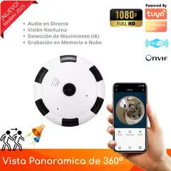 D MOTICA - Cámara Panorámica Ojo De Pez 360° Wifi Inteligente FULL HD - Audio y Alarma