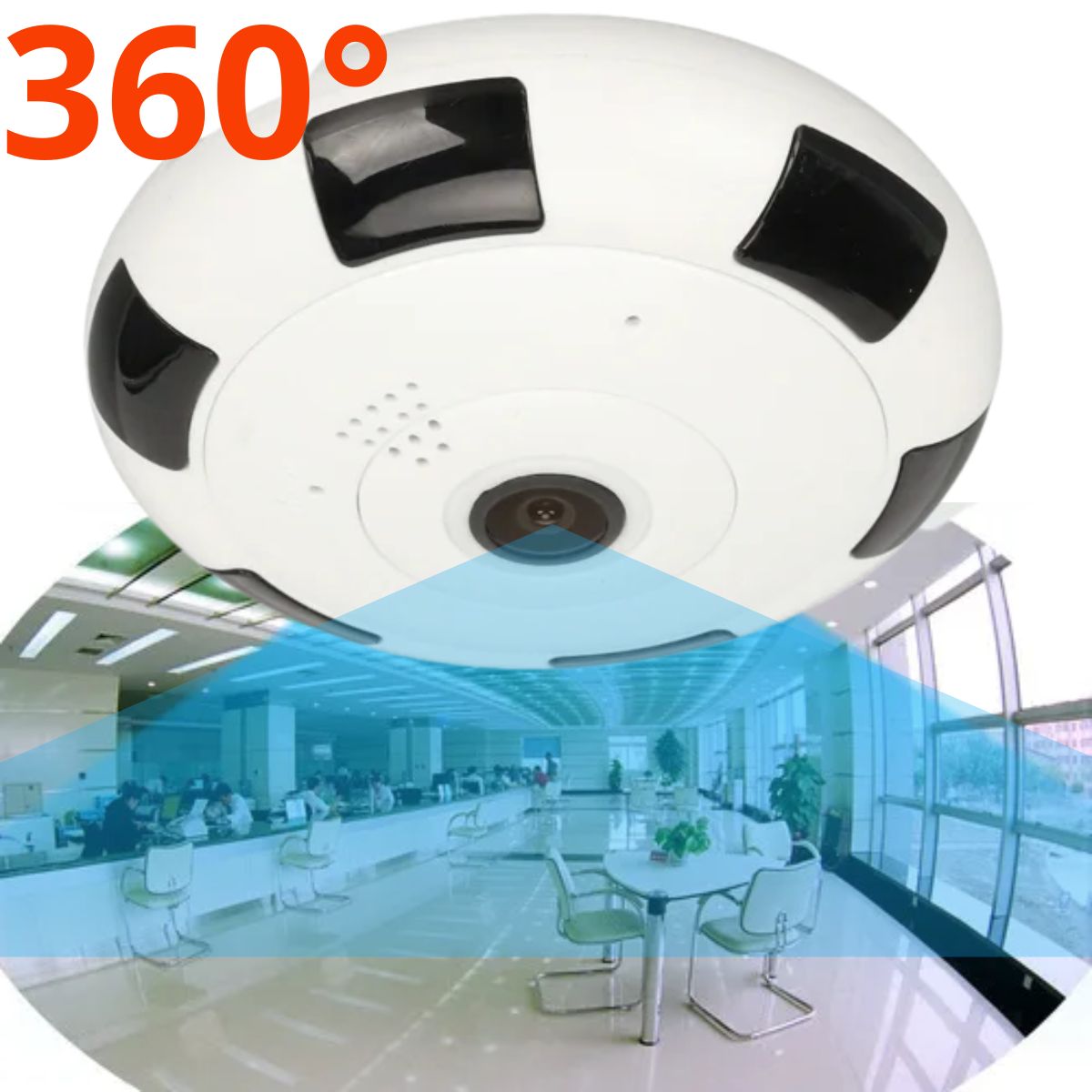 D MOTICA - Cámara Panorámica Ojo De Pez 360° Wifi Inteligente FULL HD - Audio y Alarma
