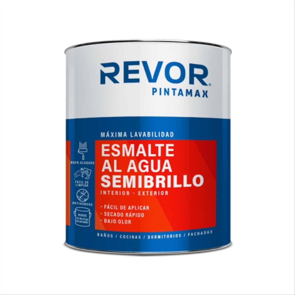 REVOR - Esmalte al agua semibrillo Revor Pintamax blanco 1/4 gal