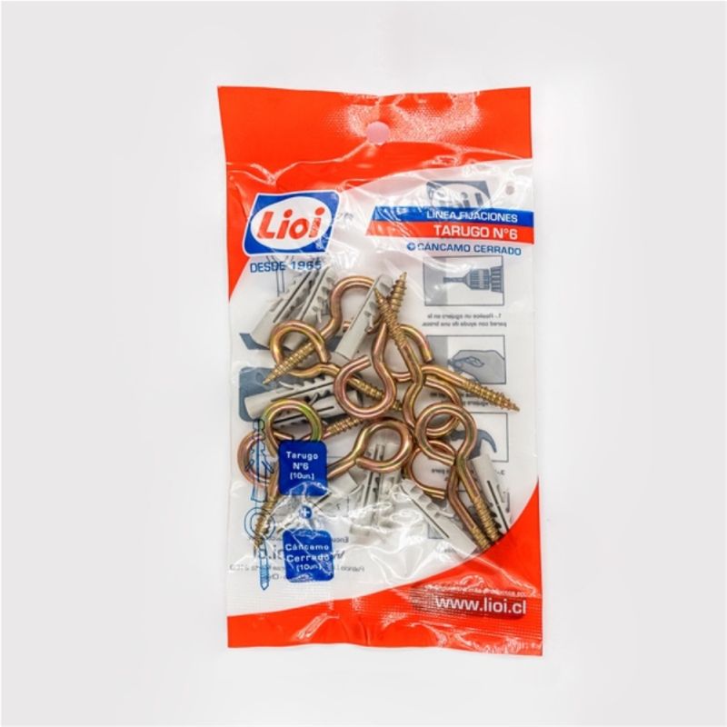 LIOI - Cancamo cerrado n°5 + tarugo nylon n°6 (10u c/u)