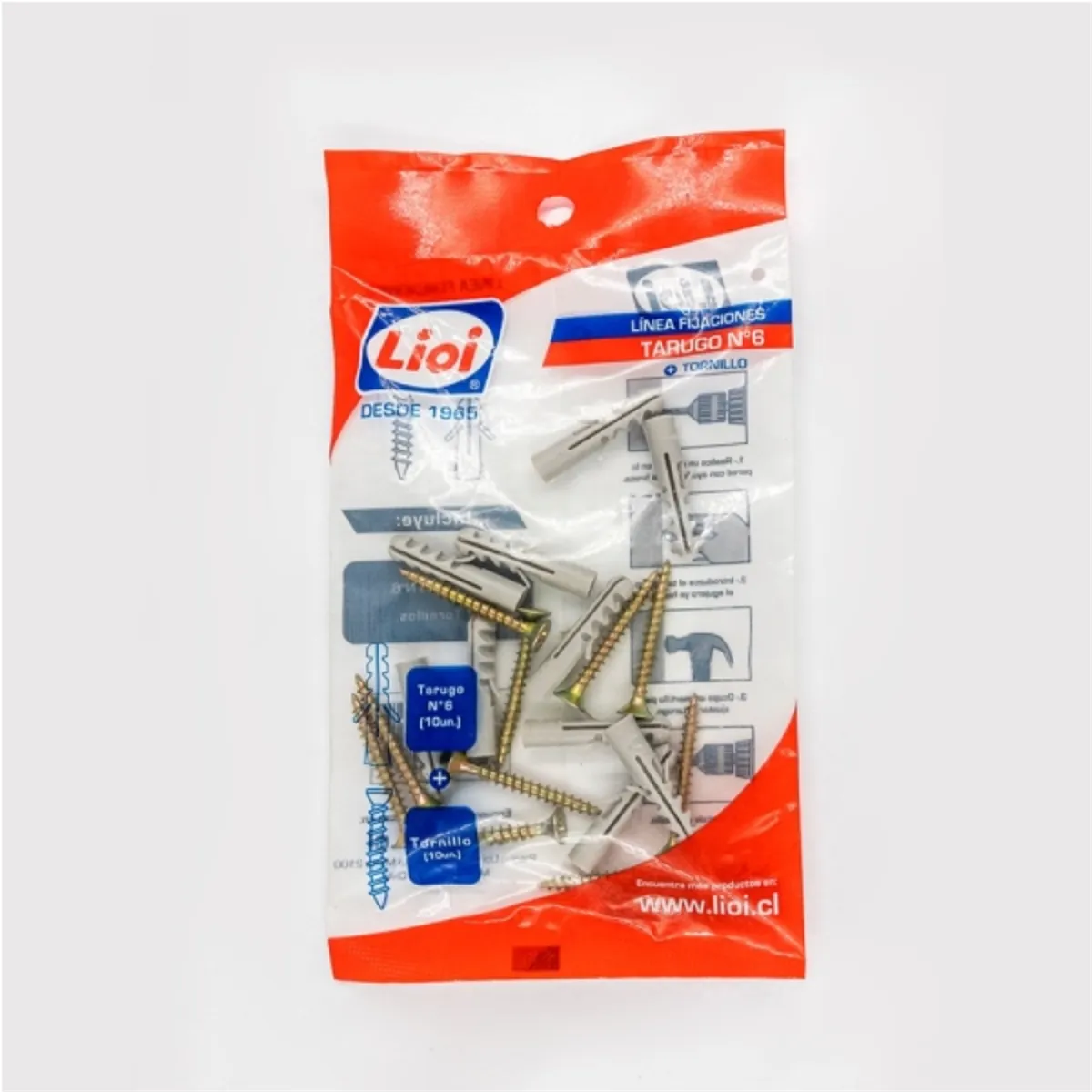 LIOI - Tarugo nylon n°6 + tornillo phil 4x35mm (10u c/u)