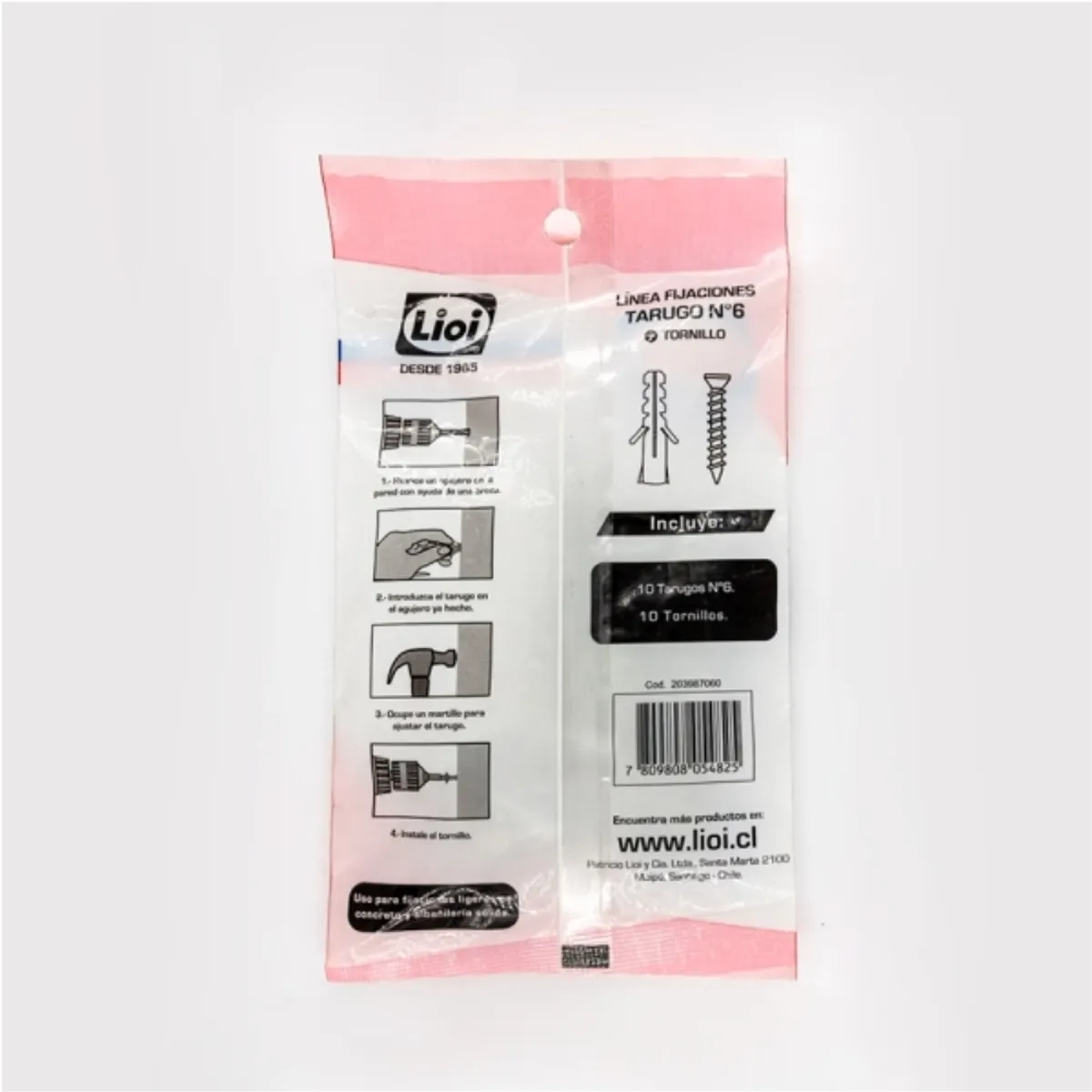 LIOI - Tarugo nylon n°6 + tornillo phil 4x35mm (10u c/u)