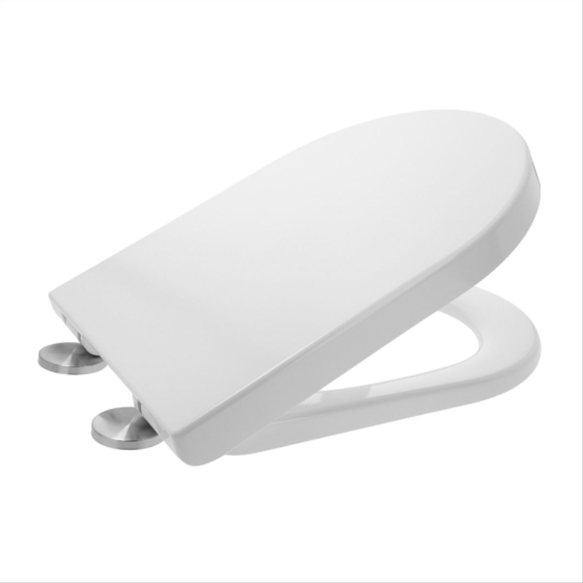 STRETTO - Tapa asiento WC blanco elongado cierre suave antibacterial