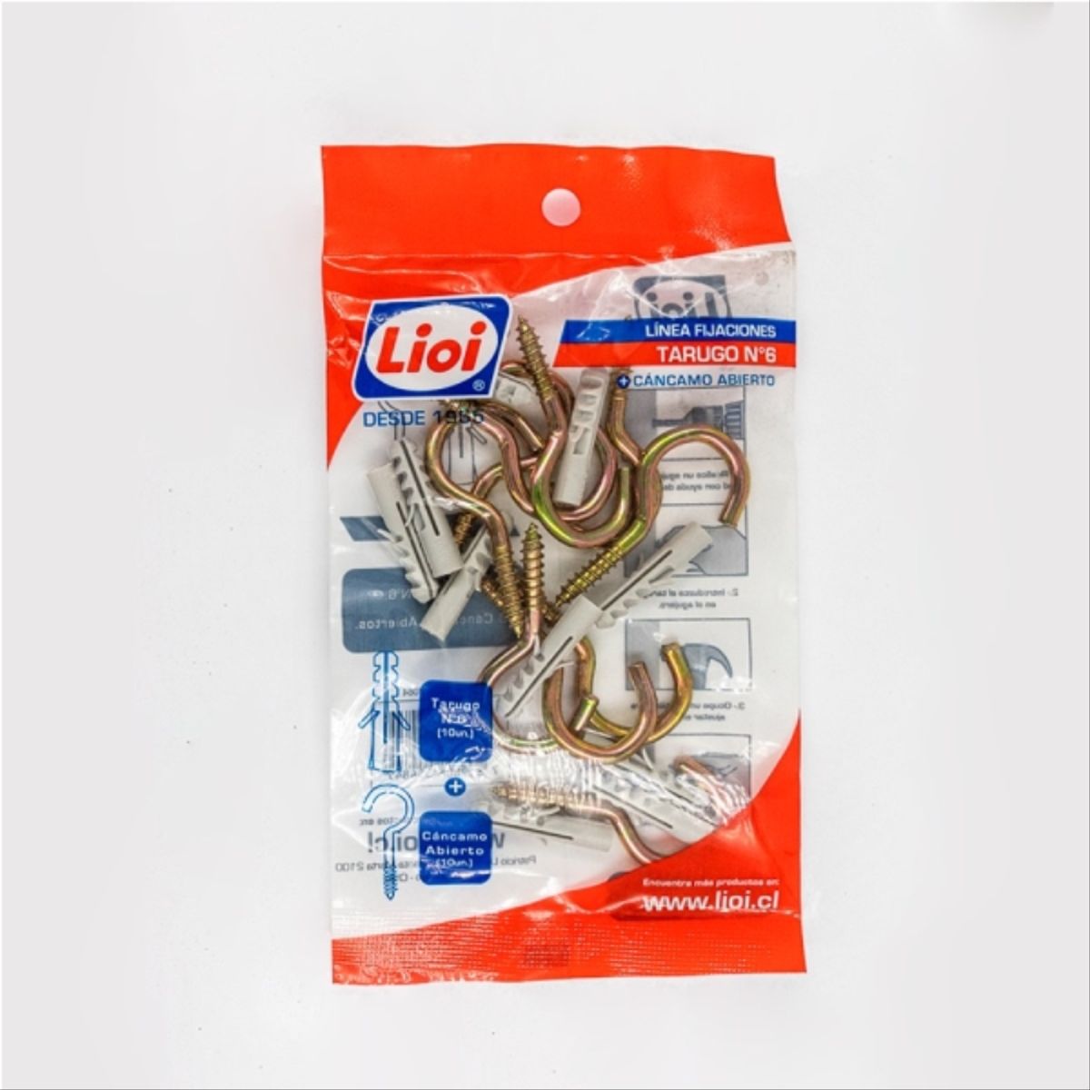 LIOI - Cancamo abierto n°5 + tarugo nylon n°6 (10u c/u)