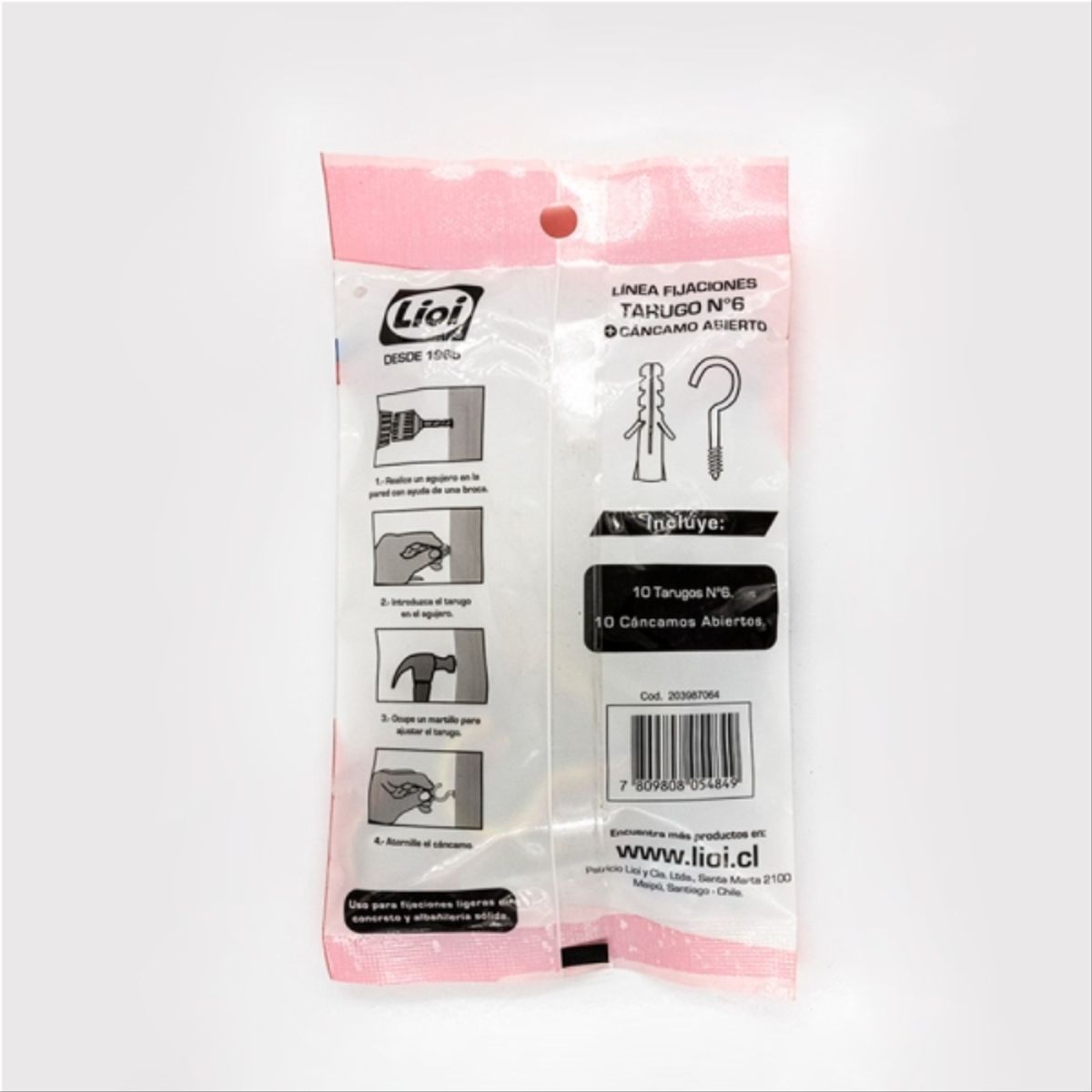 LIOI - Cancamo abierto n°5 + tarugo nylon n°6 (10u c/u)