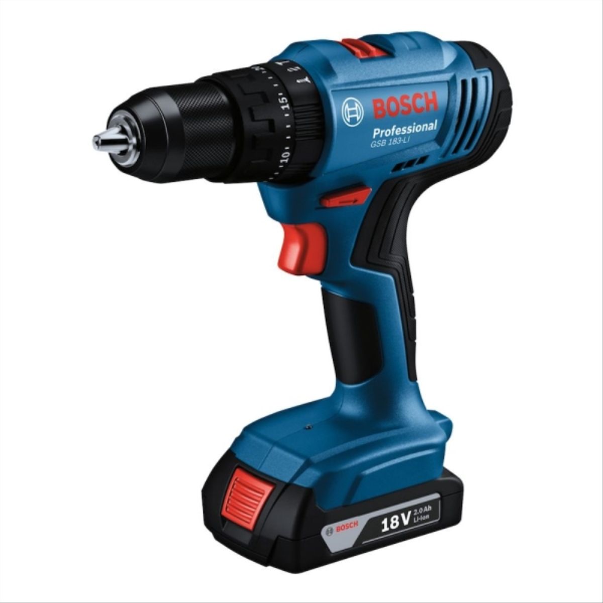 BOSCH - Taladro percutor atornillador GSB 183-LI 18V 1Batería de 2,0 Ah + Cargador