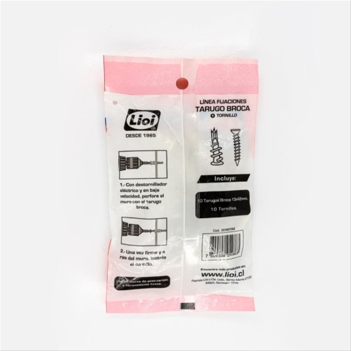 LIOI - Tarugo nylon broca+ tornillo phi 4.5x35 (10u c/u).