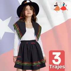 UTILISIMO - Traje Nortino con Polera Fiestas Patrias Baile Nortino Negro