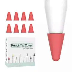 GENERICO - 8 Fundas Protectoras Para Punta de Lápiz Apple Pencil 1-2 -ROJO