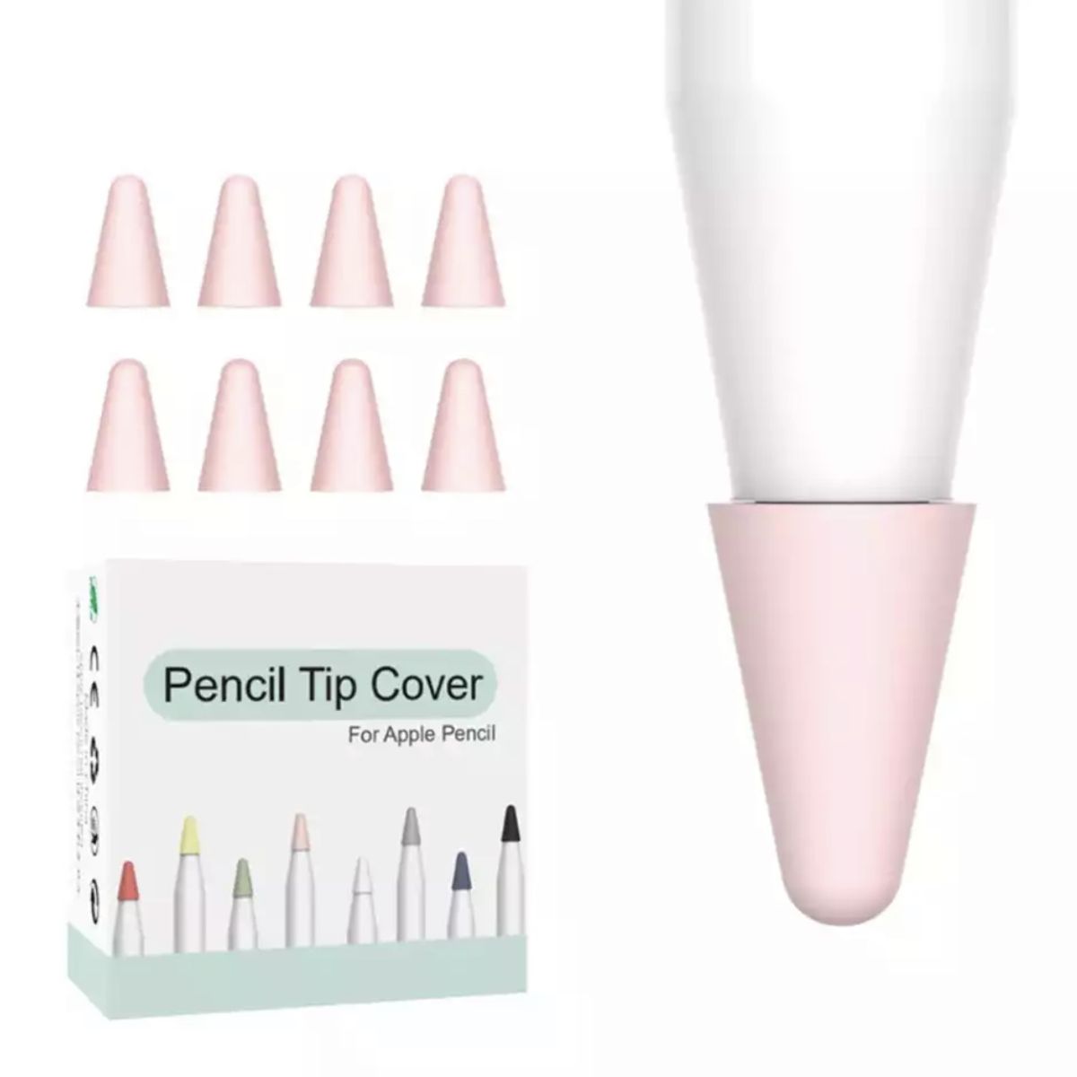 GENERICO - 8 Fundas Protectoras Para Punta de Lápiz Apple Pencil 1-2 -ROSADO