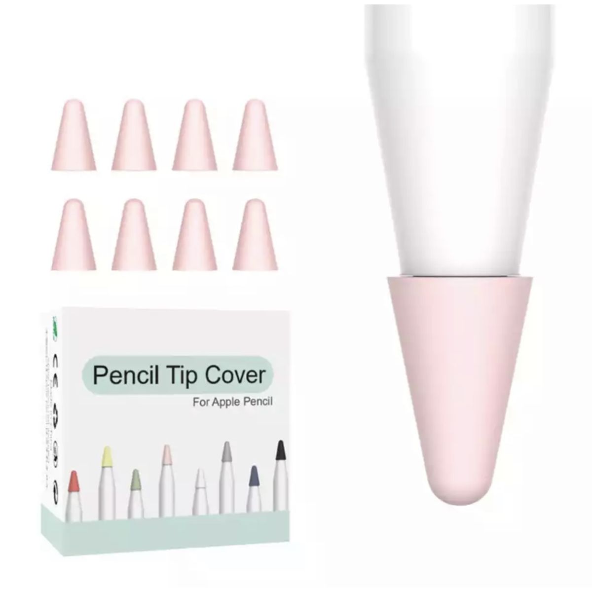 GENERICO - 8 Fundas Protectoras Para Punta de Lápiz Apple Pencil 1-2 -ROSADO