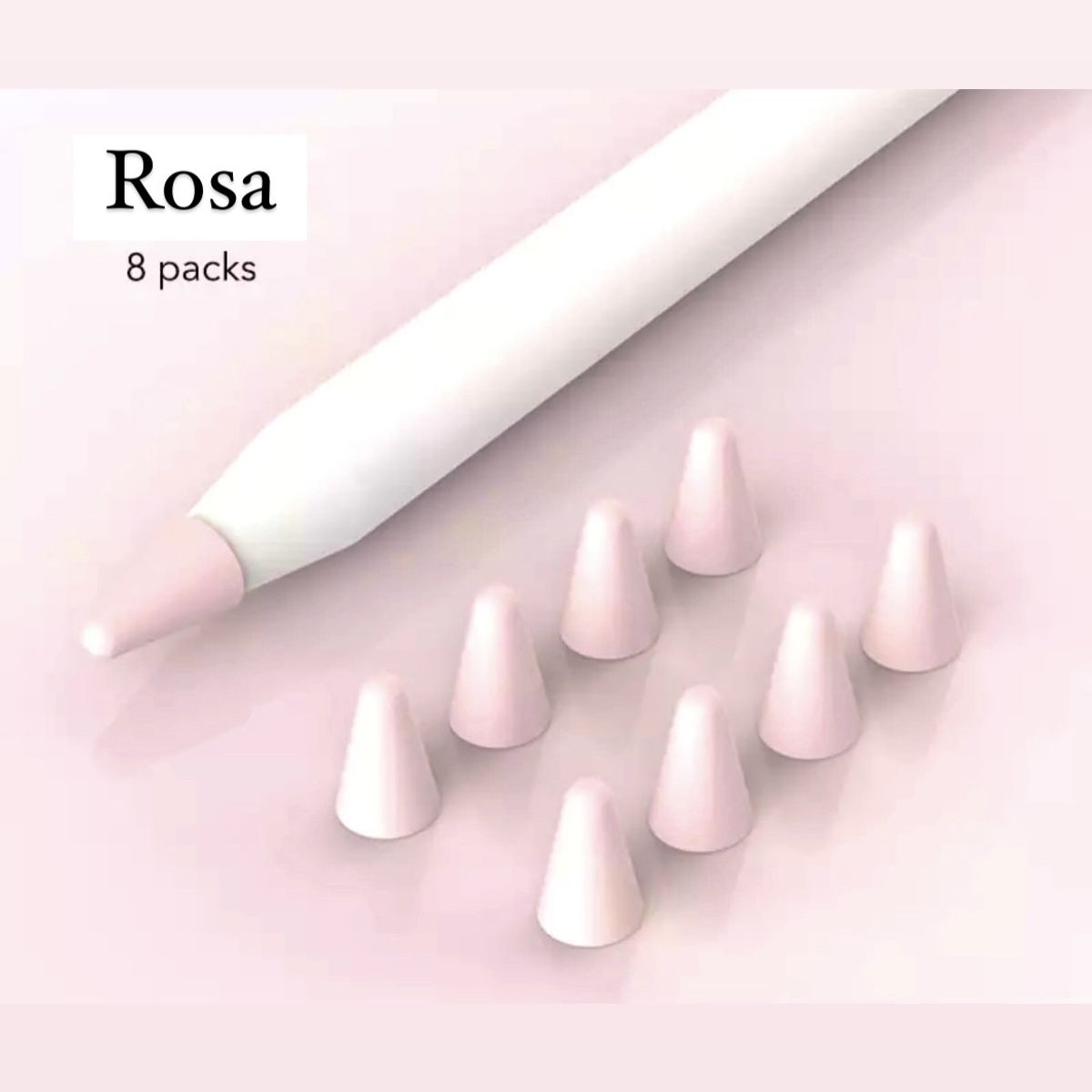GENERICO - 8 Fundas Protectoras Para Punta de Lápiz Apple Pencil 1-2 -ROSADO