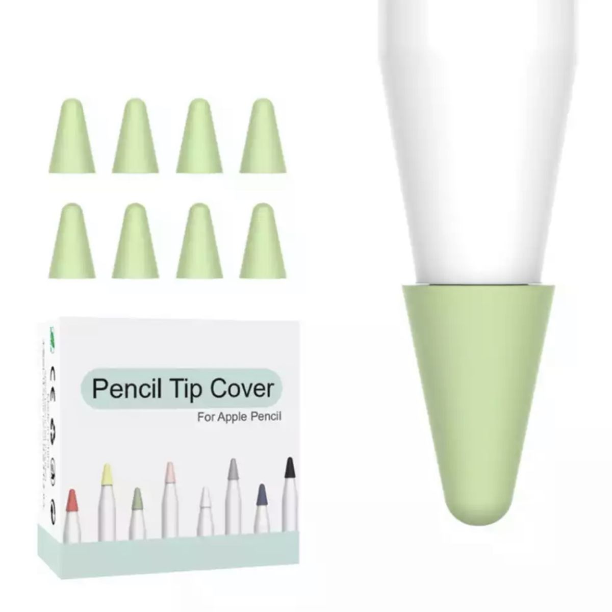GENERICO - 8 Fundas Protectoras Para Punta de Lápiz Apple Pencil 1-2 -VERDE