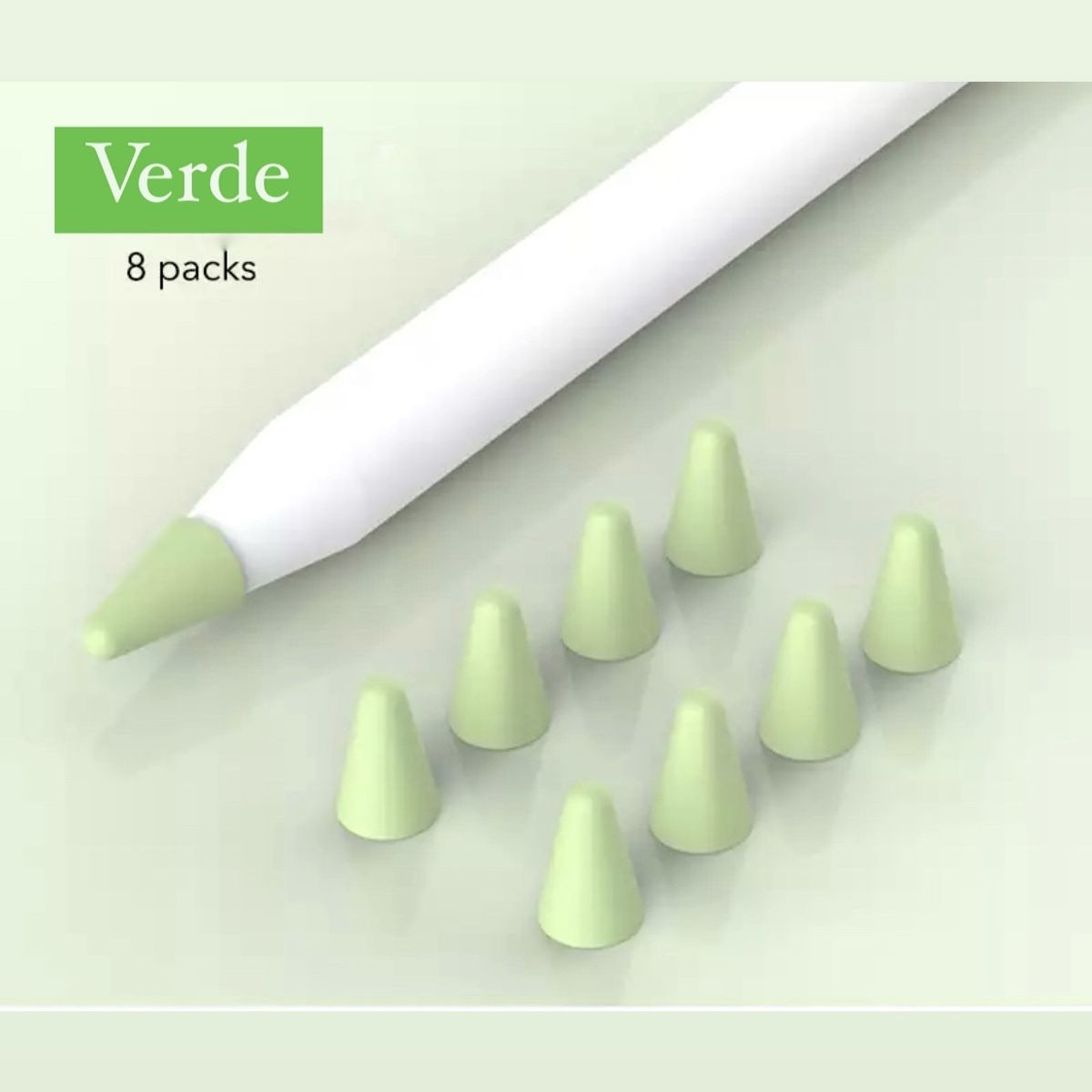GENERICO - 8 Fundas Protectoras Para Punta de Lápiz Apple Pencil 1-2 -VERDE
