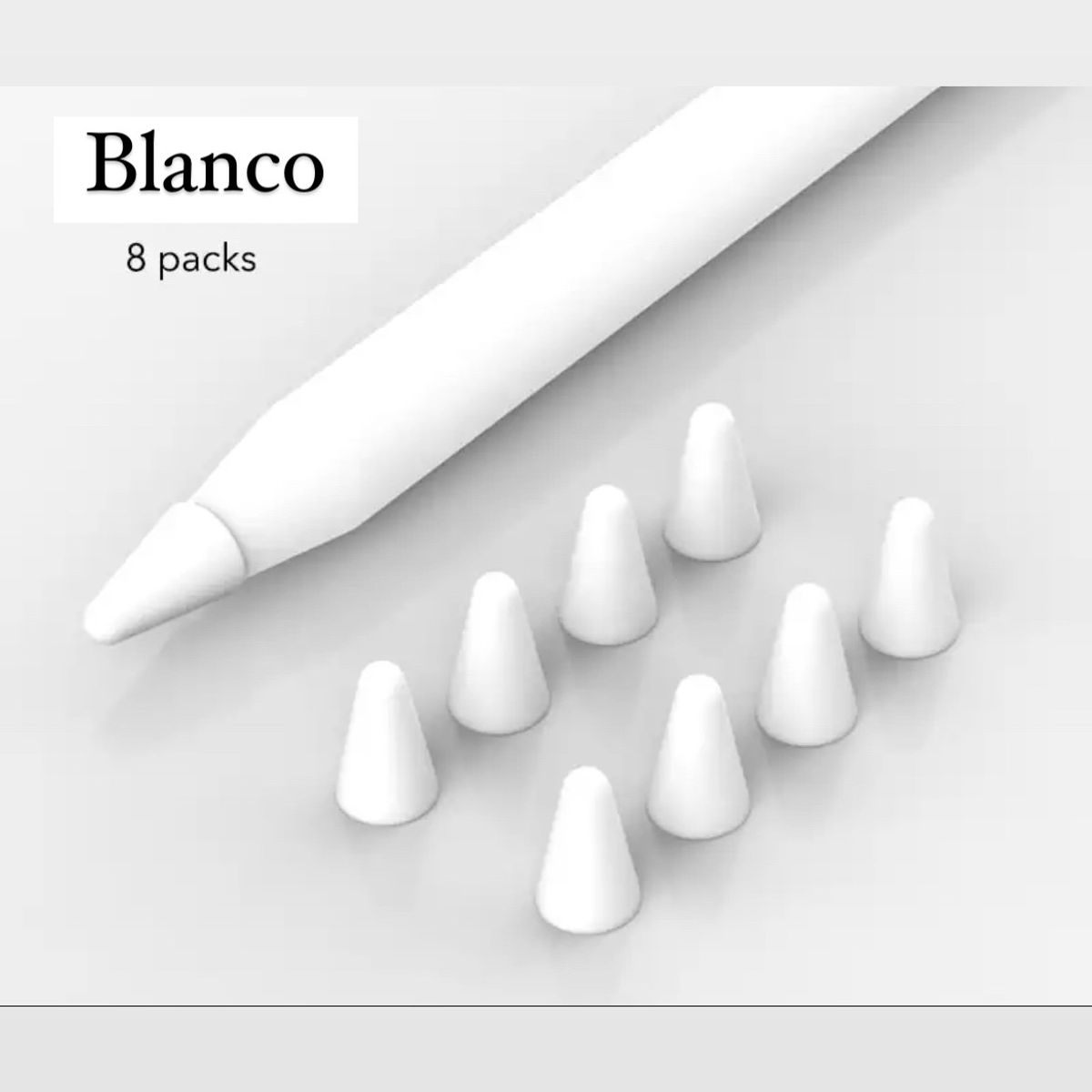 GENERICO - 8 Fundas Protectoras Para Punta de Lápiz Apple Pencil 1-2 -BLANCO