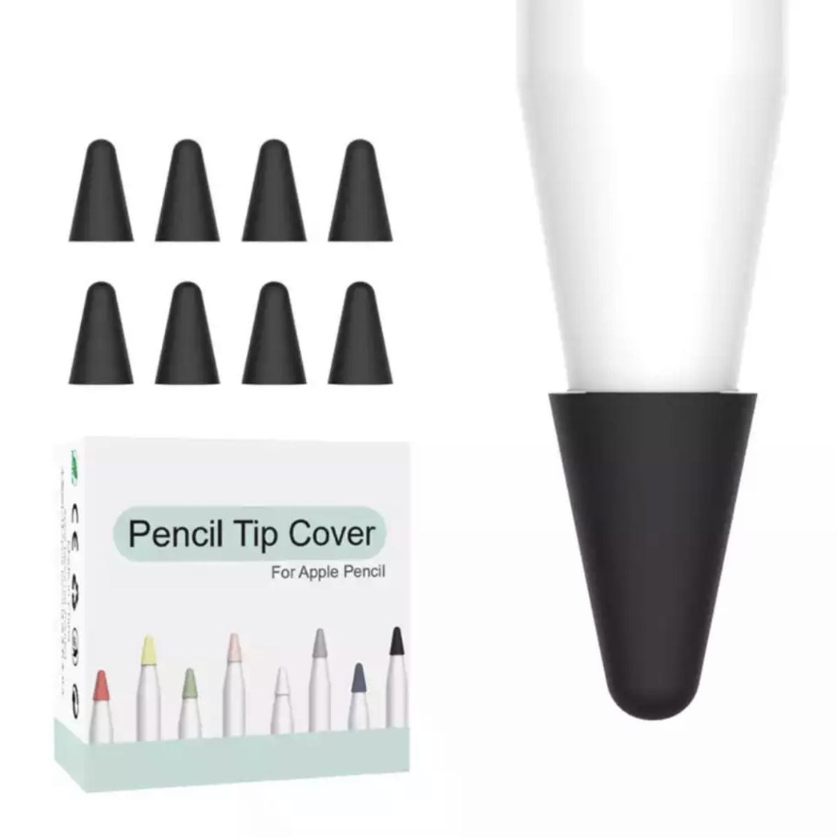 GENERICO - 8 Fundas Protectoras Para Punta de Lápiz Apple Pencil 1-2 -NEGRO
