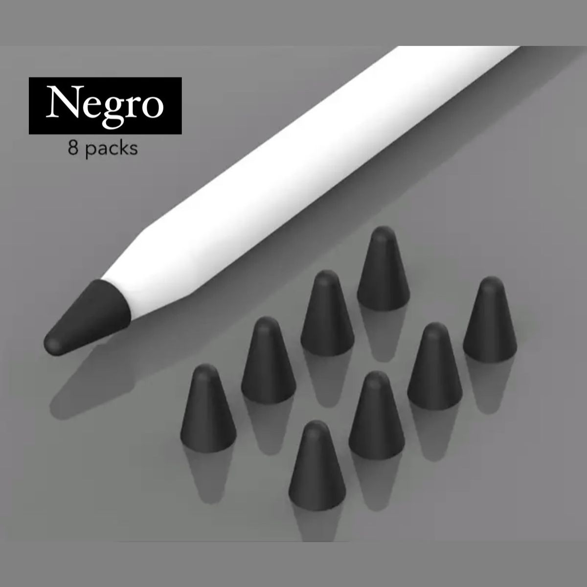 GENERICO - 8 Fundas Protectoras Para Punta de Lápiz Apple Pencil 1-2 -NEGRO