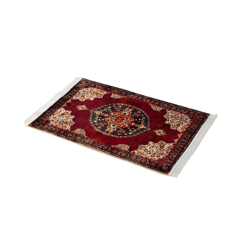 GENERICO - ALFOMBRA DECORATIVA CON FLEQUILLOS 80X120 ROJO
