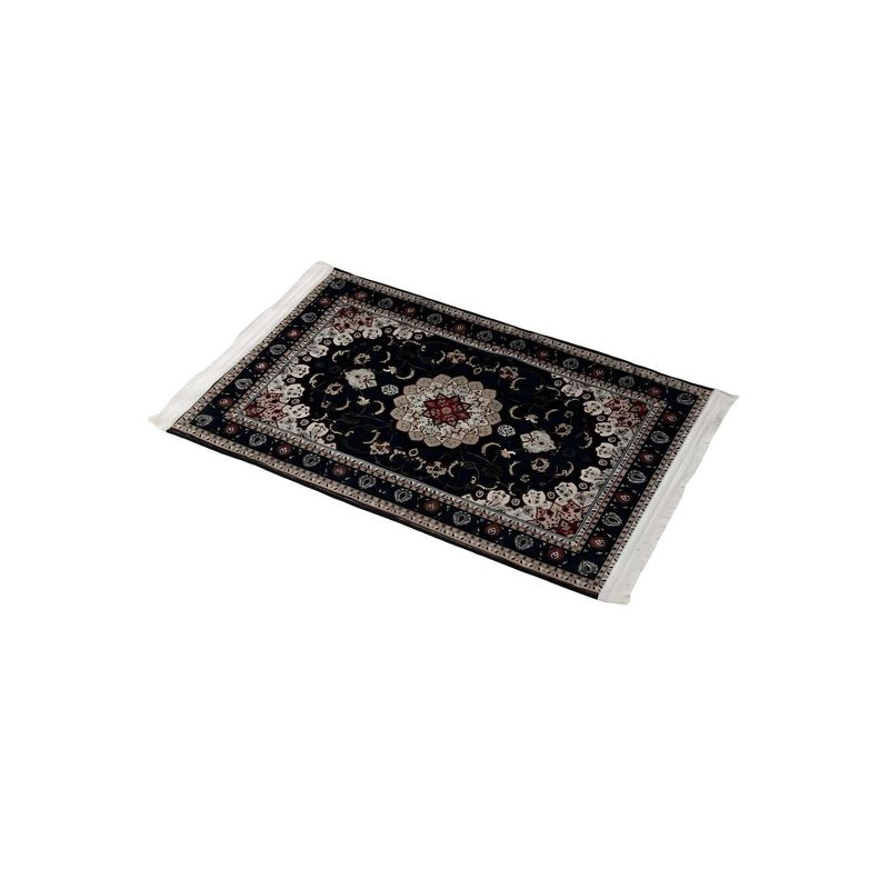 GENERICO - ALFOMBRA DECORATIVA CON FLEQUILLOS 80X120 NEGRO