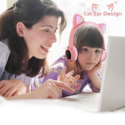 Imagen 2 del producto Audífonos Bluetooth Diadema Rosado Inalámbricos Led