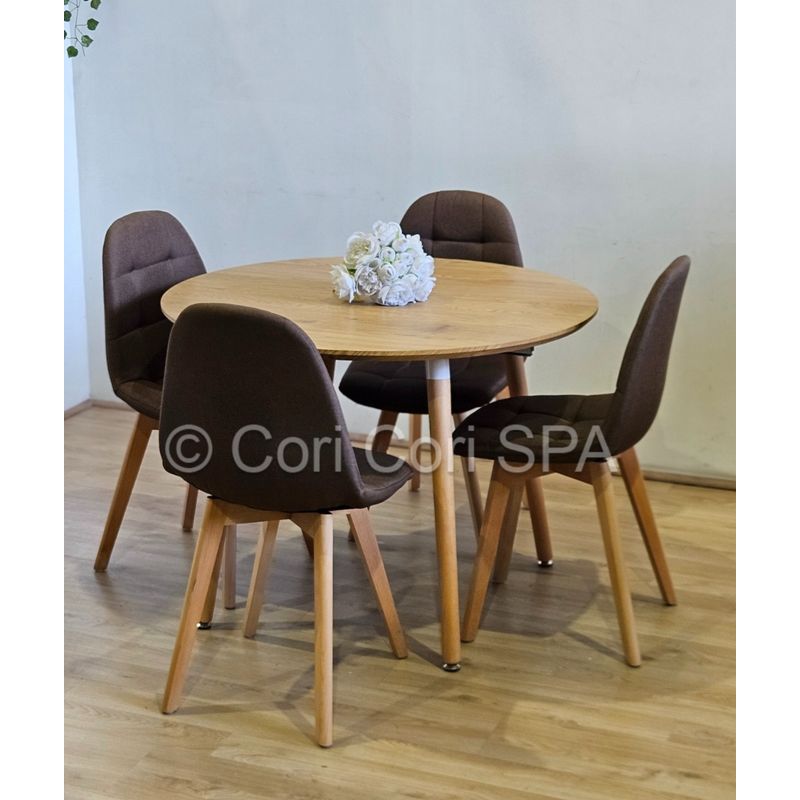 CORI CORI - Comedor Mesa Expandible 100-140-180cm + 4 Sillas Capitonne Velvet Cafe